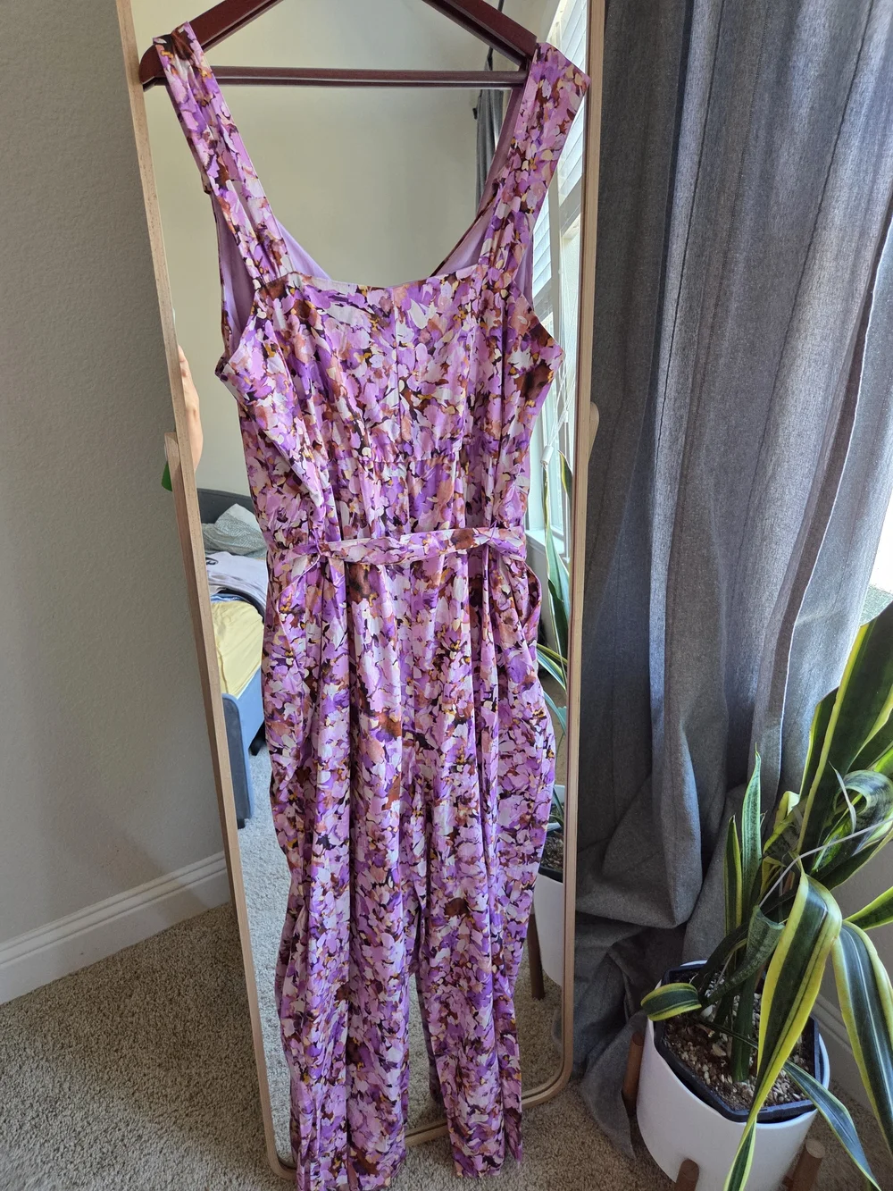 Banana Republic Linen Blend Pink Floral V-Neck Wide-Leg Jumpsuit Size XL NWT